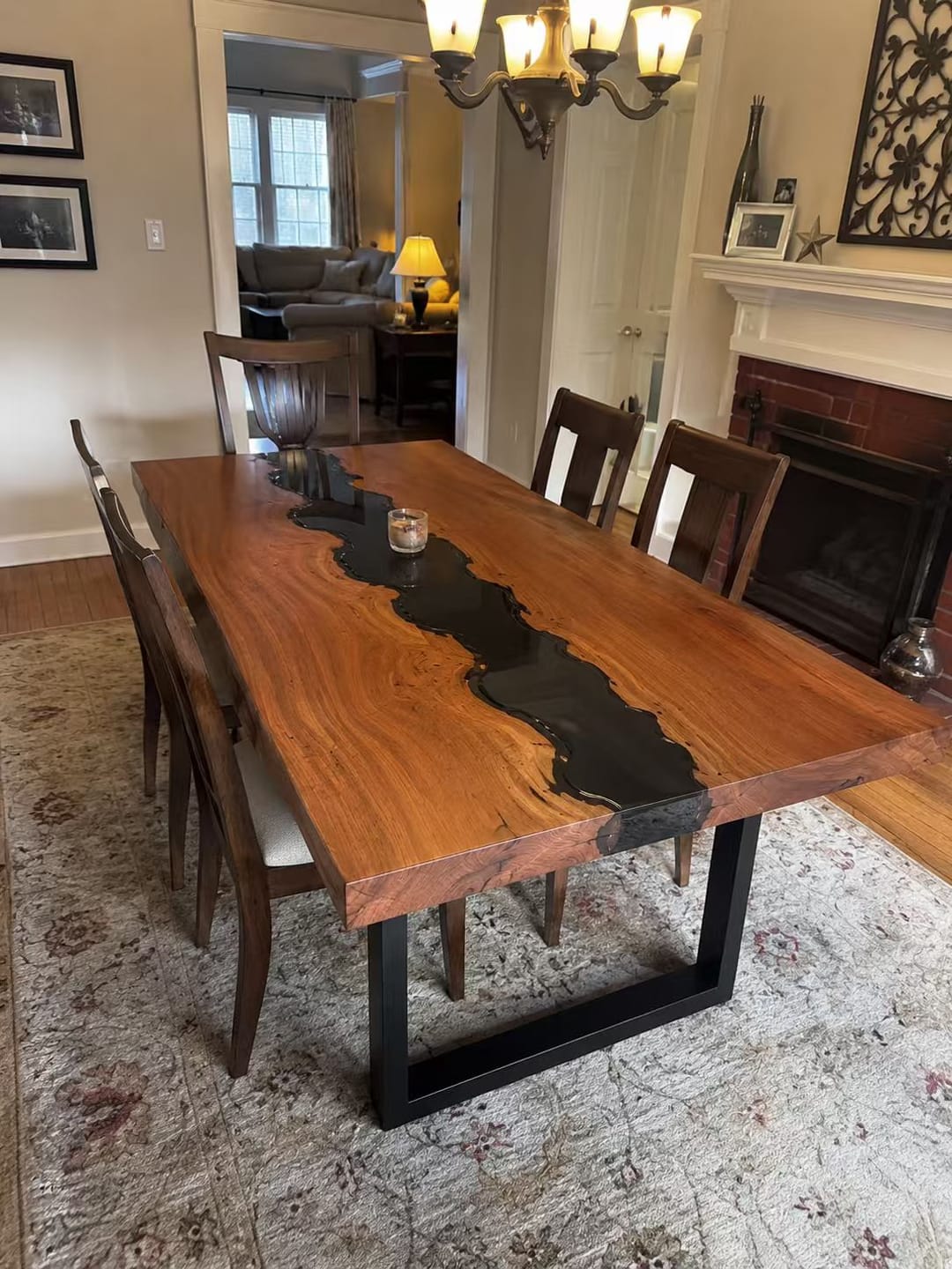 Customer photo review of Walnut with Black Epoxy Resin Dining Table