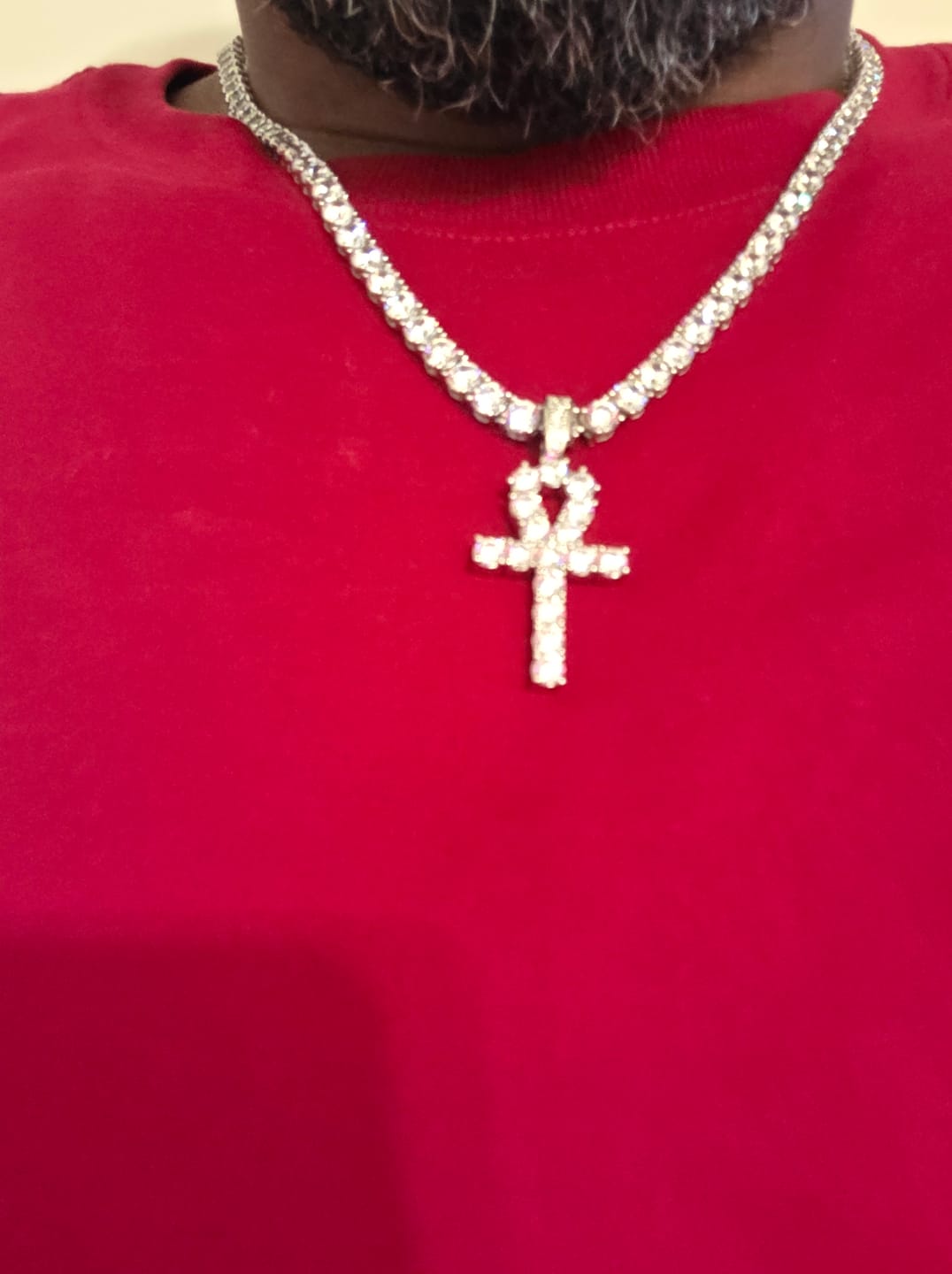 Customer photo review of Diamond Ankh Pendant - White Gold