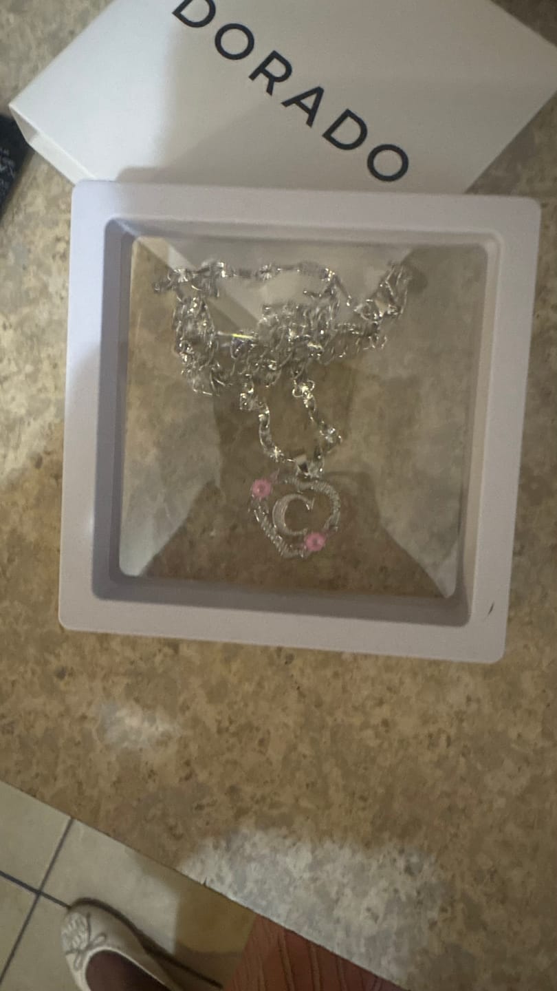 Customer photo review of Flower Initial Necklace w/ Clip Chain
