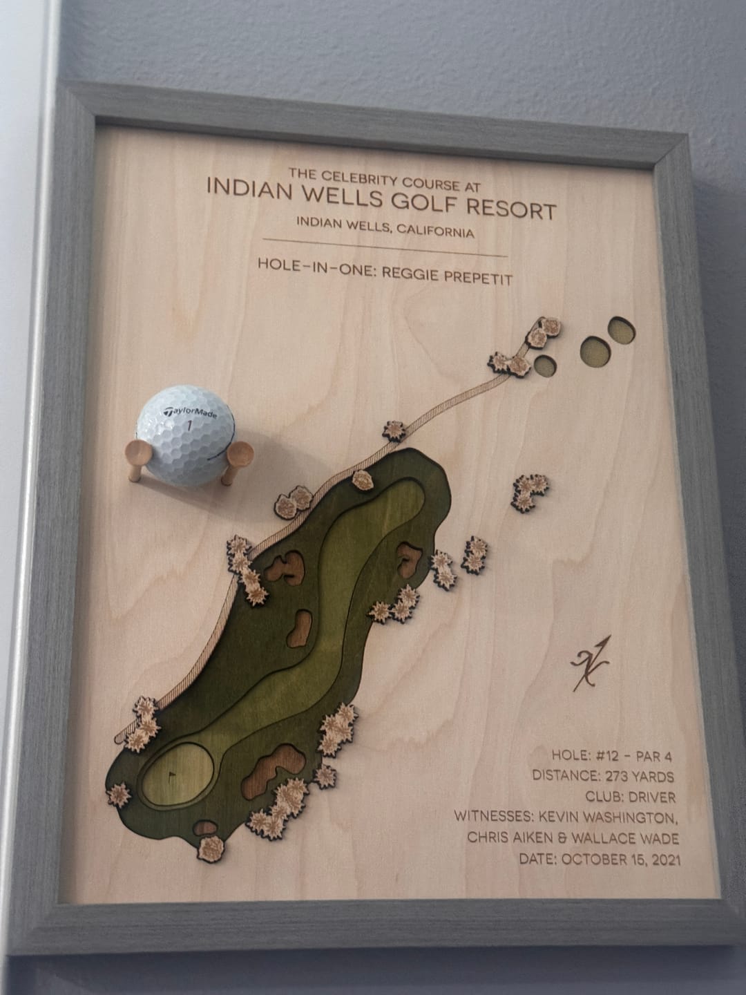 Customer photo review of Personalized Hole-in-One | Single Hole Golf Art