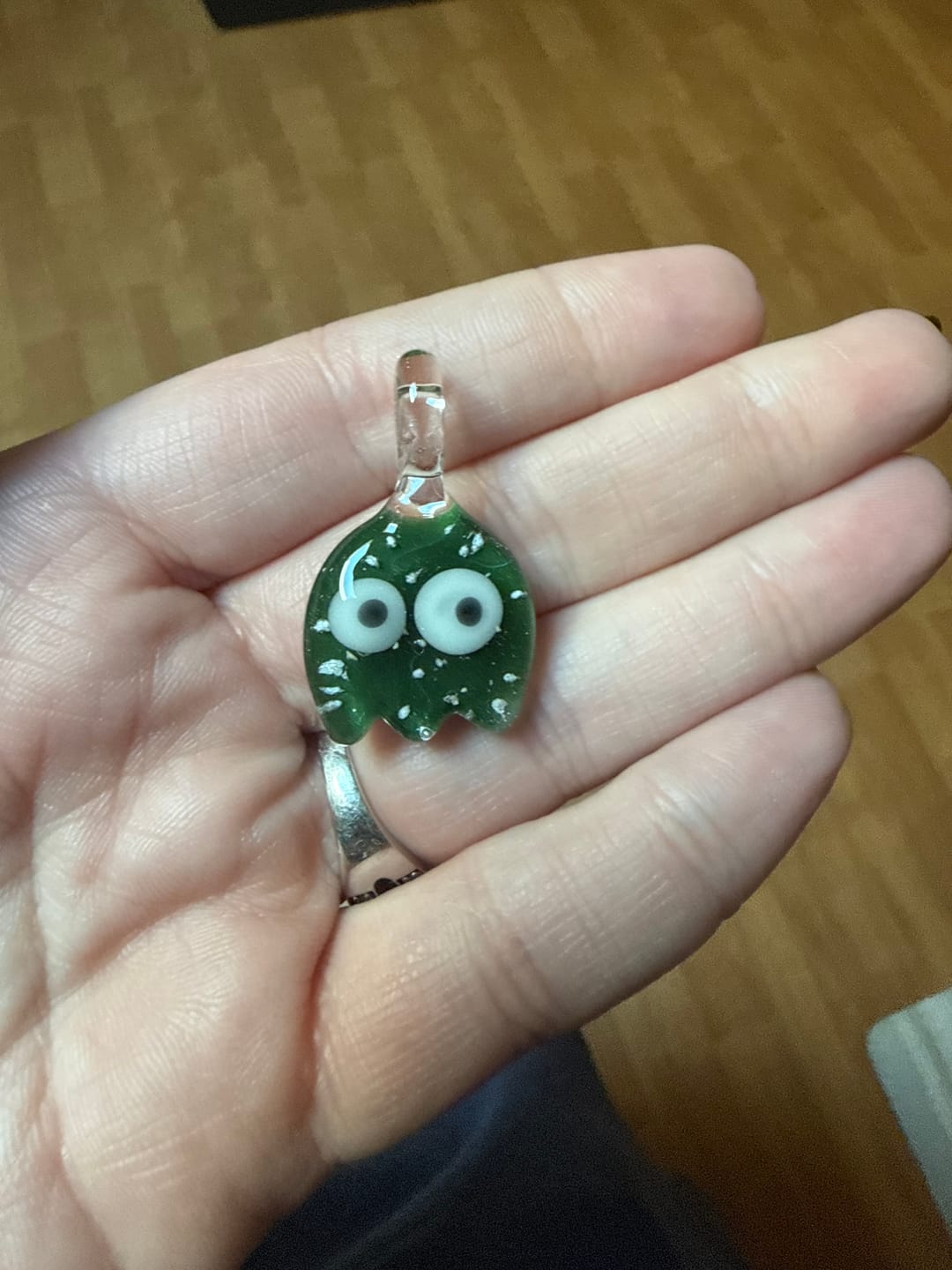 Customer photo review of Cute Ghost Pendant with Infused Cremation Ashes
