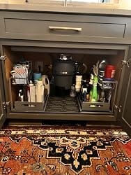 Customer photo review of 2-Tier Under Sink Organizer — Pull-Out Cabinet Drawer for Kitchen, 10.7"W Black Steel
