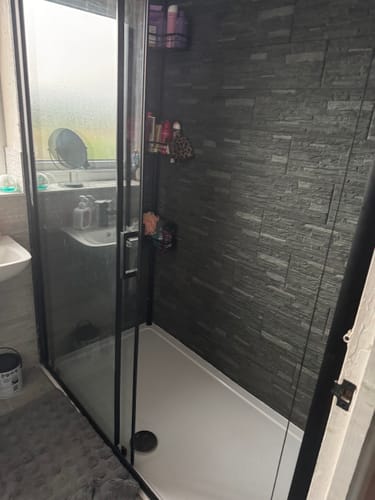Customer photo review of Rene Matt Black 1600 x 1900mm Sliding Shower Door - 6mm Glass