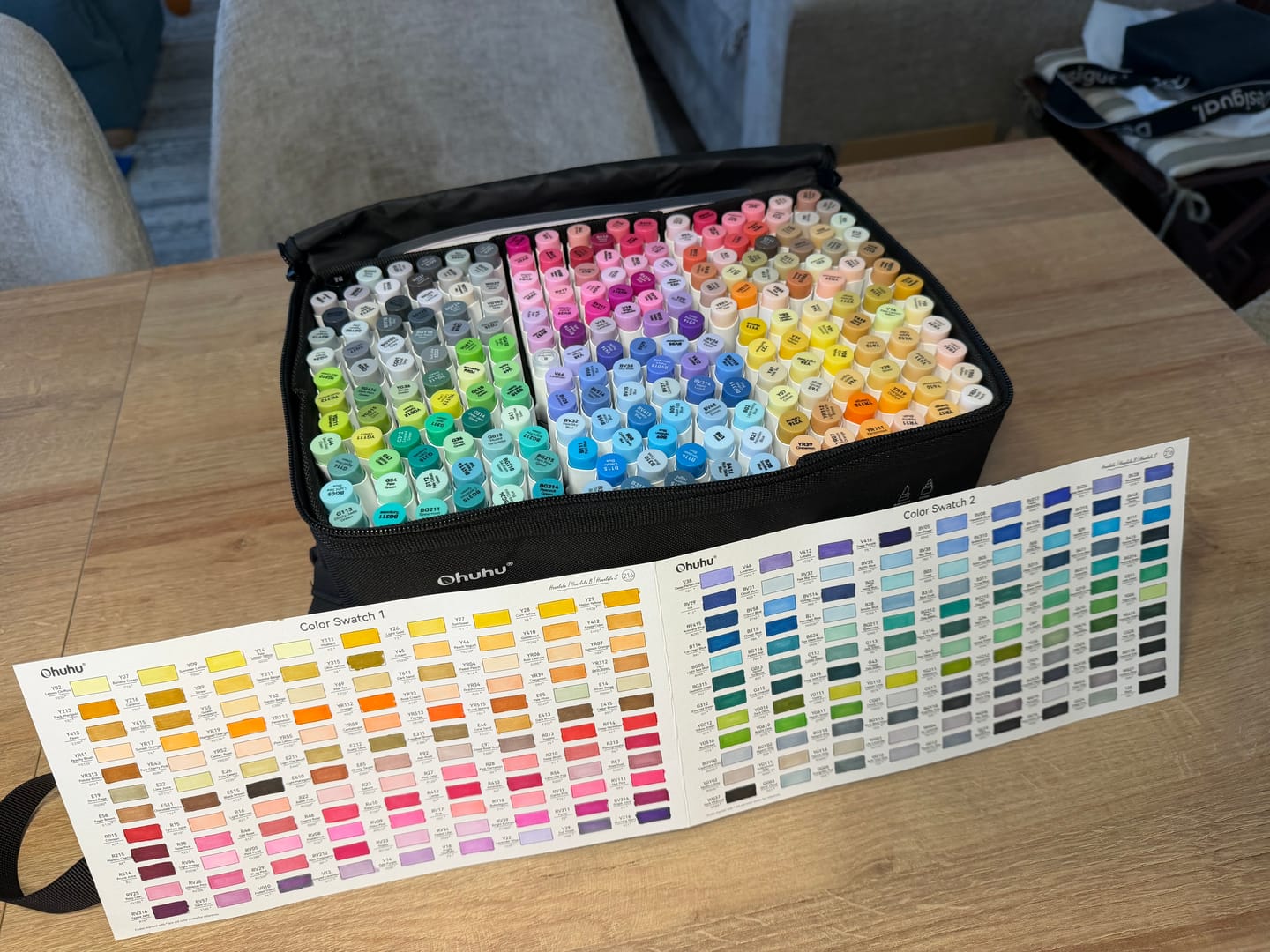 Customer photo review of Ohuhu Honolulu 216 Colors Dual Tips Alcohol Art Markers (New Color Codes)