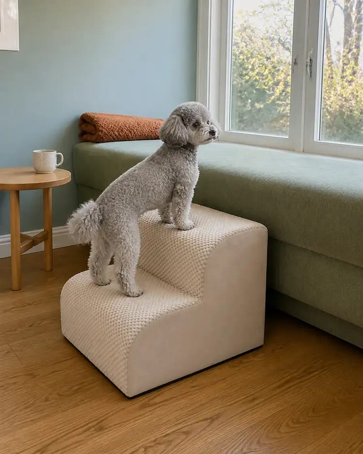 Customer photo review of AuraEase Soft Dog Stairs for Bed & Couch