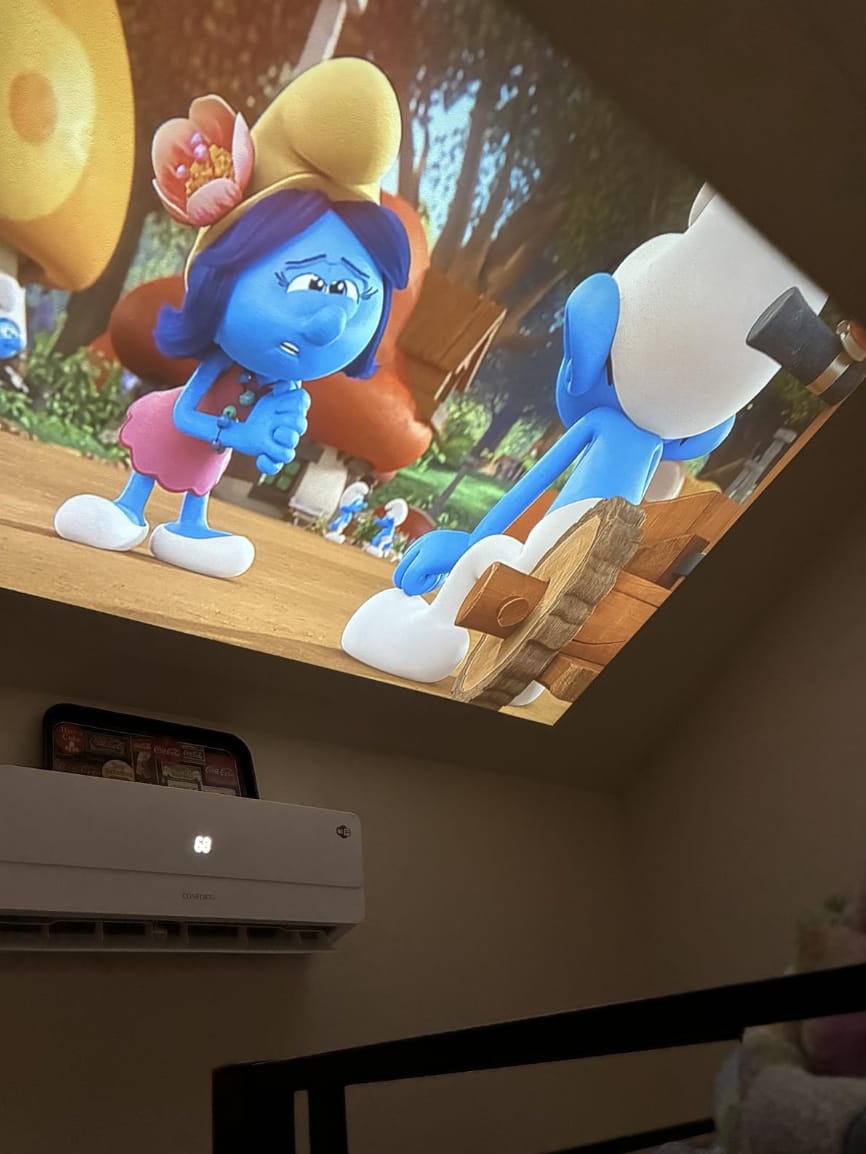 Customer photo review of WallCinema™ Pro – Portable Smart Projector with 4K Support