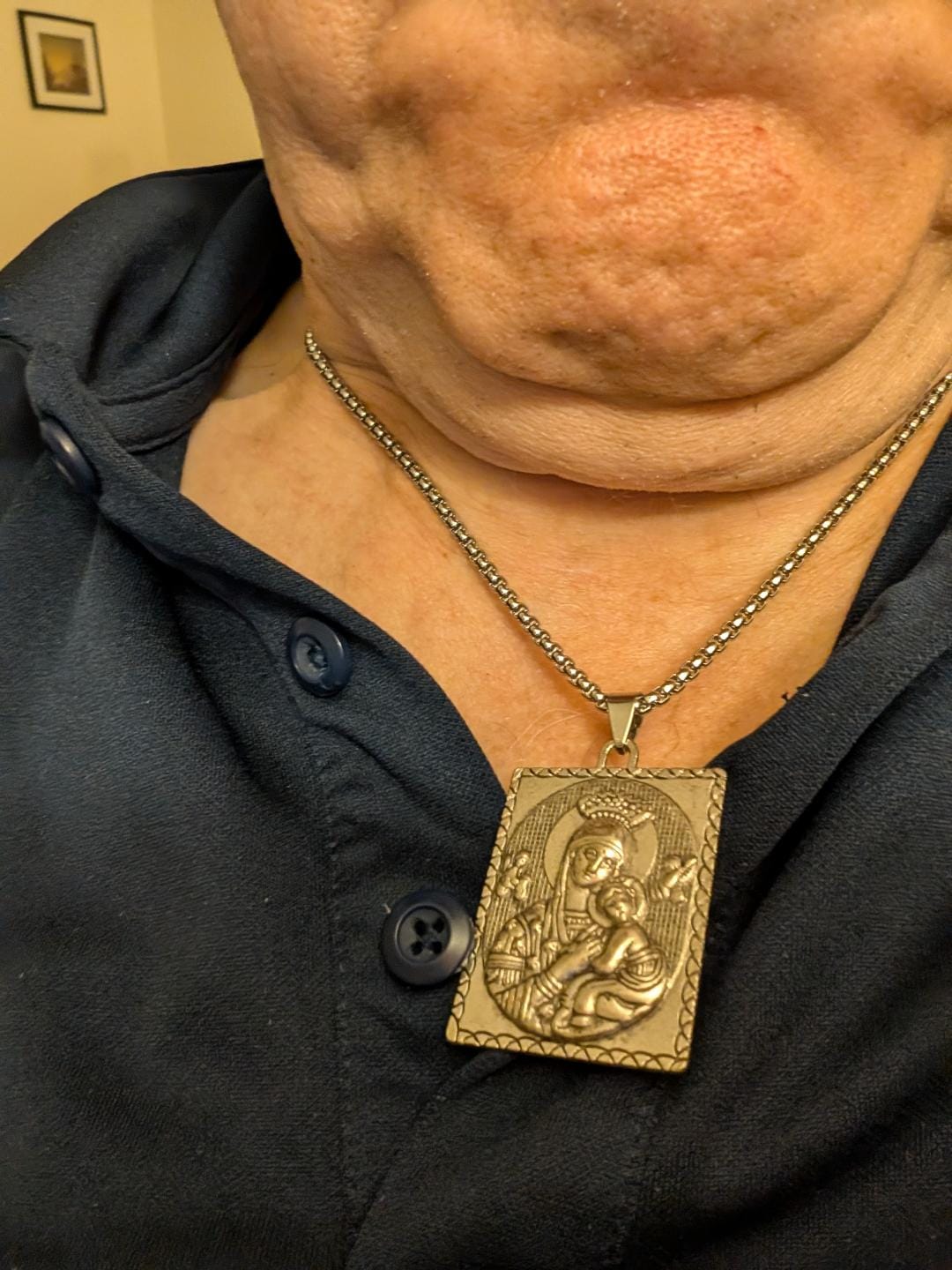 Customer photo review of Christianartworkshop Classic Style Jesus & Mary Madonna and Child Saint Medal Pendant Necklace