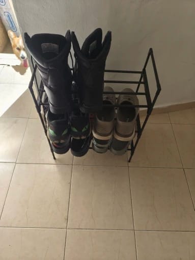Customer photo review of Two-to-Four-Tier Shoe Rack with Elevated Storage Shelves