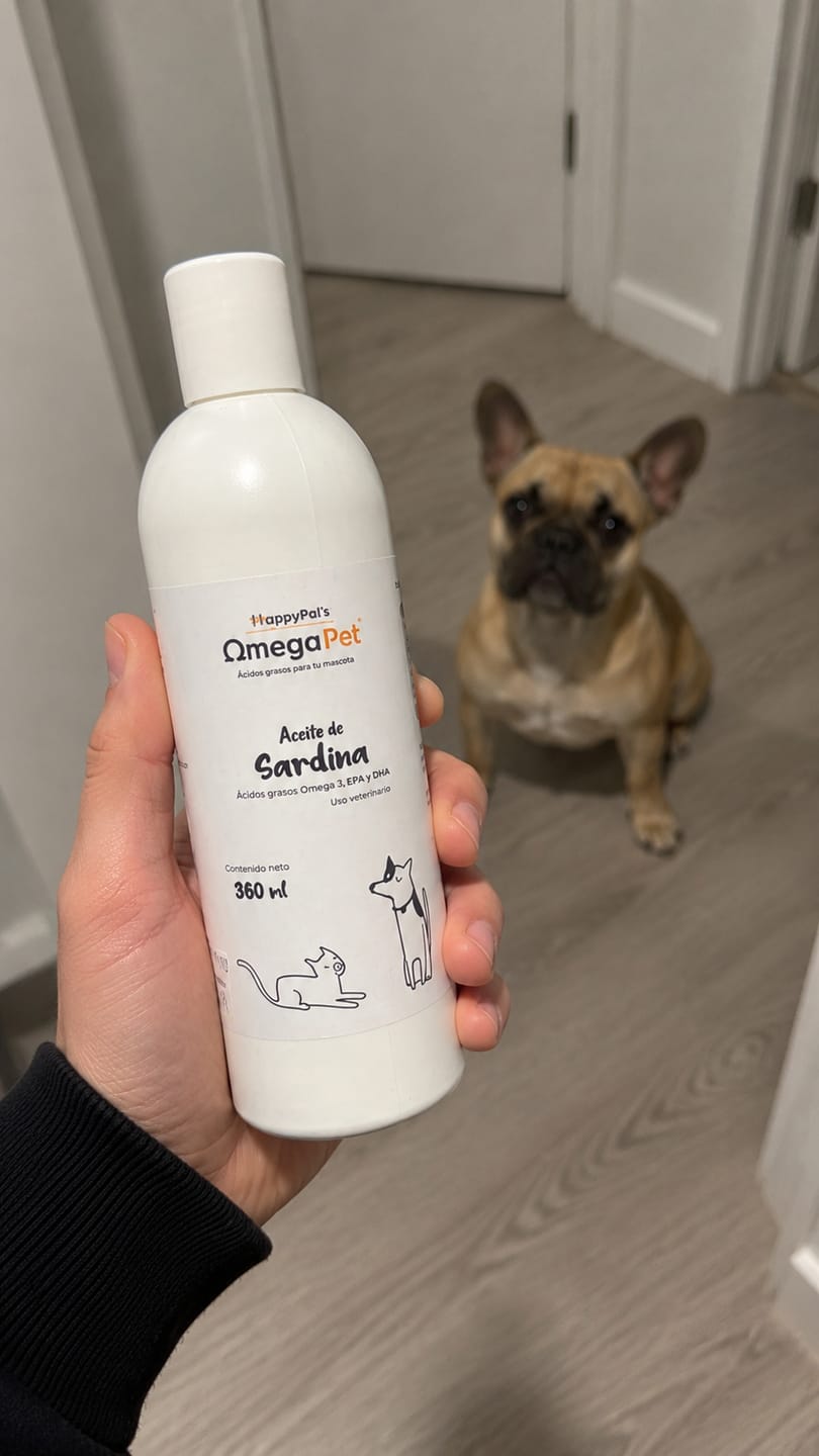 Customer photo review of Omegapet I Aceite de Sardina con Omega 3 para Perro y Gato. Contiene DHA y EPA