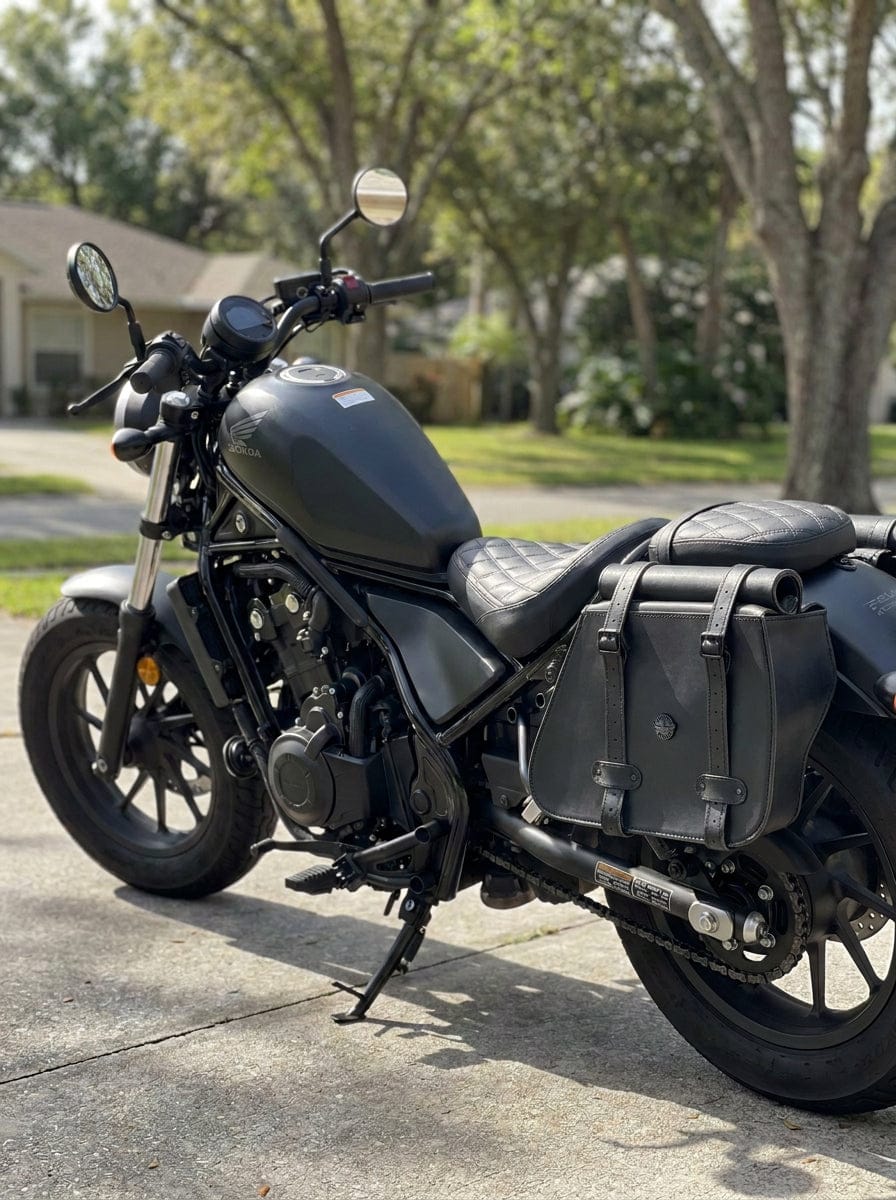 Customer photo review of 30L - SpiritBlade Roll-Top Large Honda Rebel 1100 CMX1100 Motorcycle Leather Saddlebags