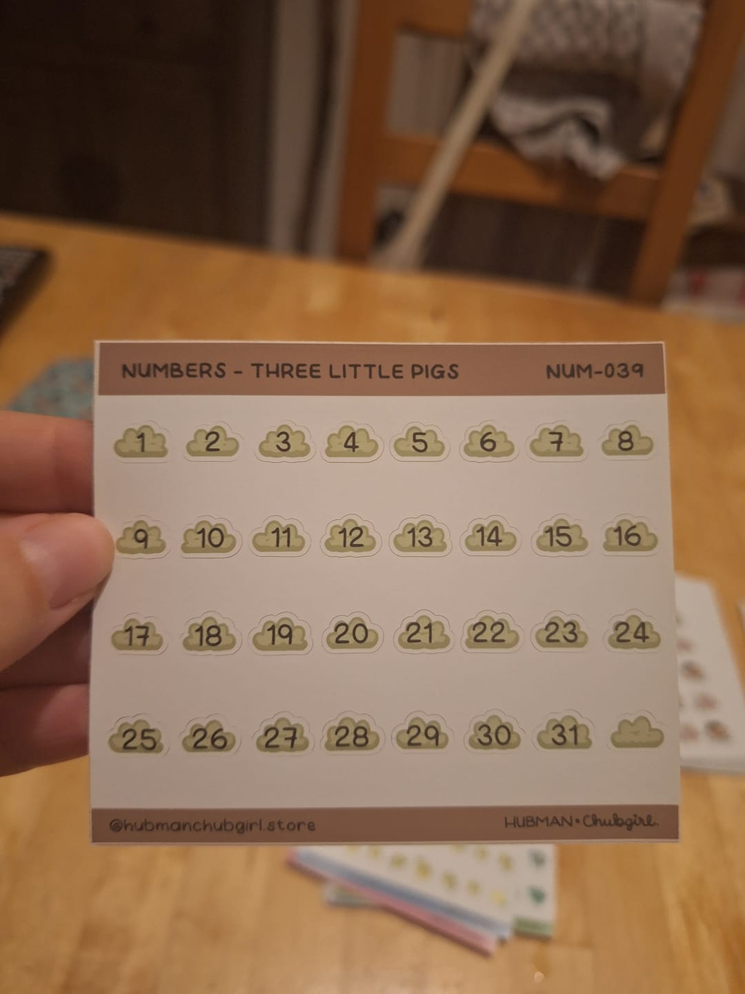Customer photo review of Numbers - Three Little Pigs Planner Stickers