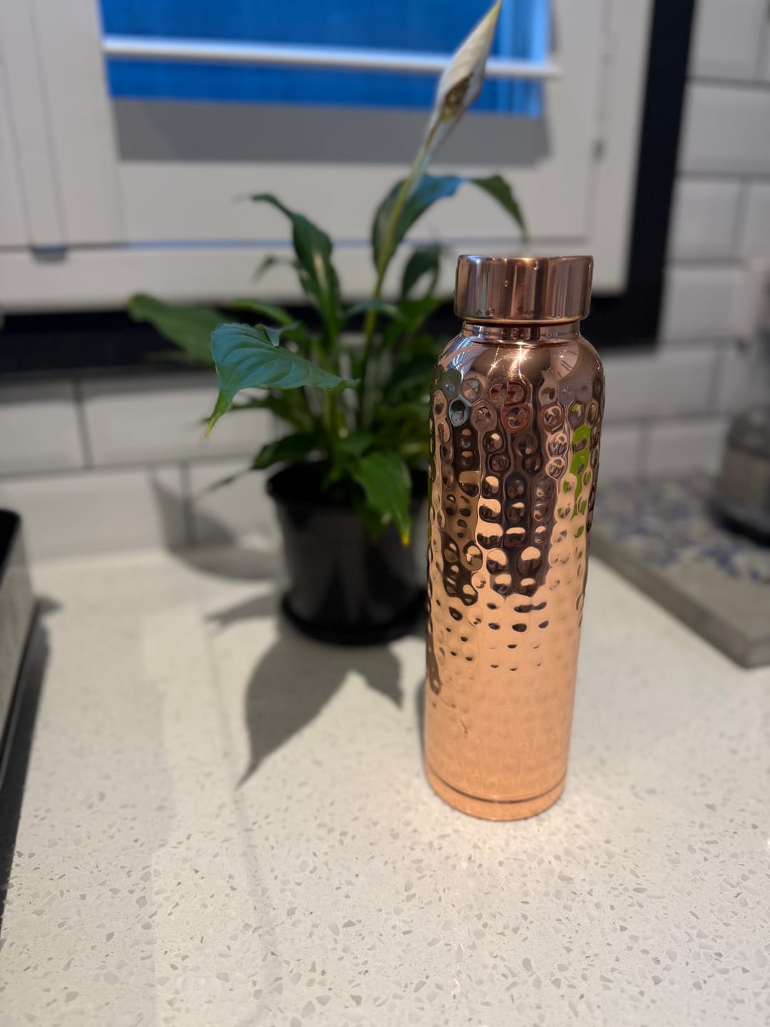 Customer photo review of Hammered Pure Copper Water Bottle 950ml
