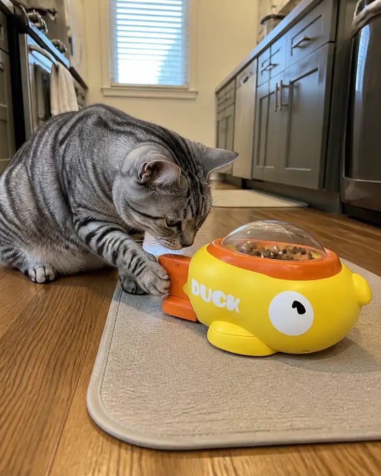 Customer photo review of Duck Puzzle Feeder for Playful Mealtimes