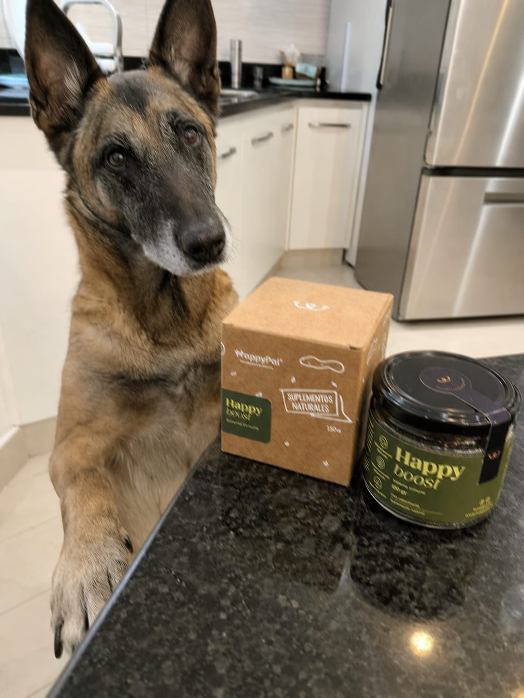 Customer photo review of Happy Boost I  Vitaminas para perro y gato con Algas y Miel de Abeja.