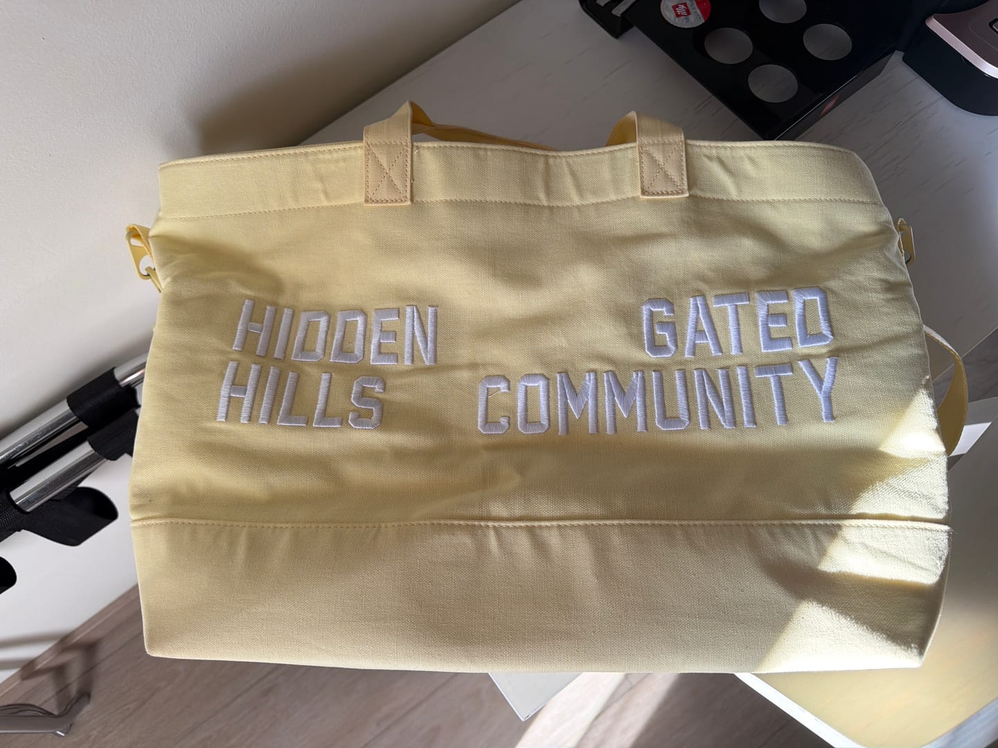 Customer photo review of GATED COMMUNITY CANVAS SHOPPER BAG BUTTER YELLOW