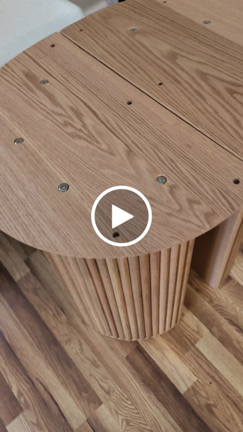 Customer video review of Premium Red Oak Oval Dining Table with Fluted Base
