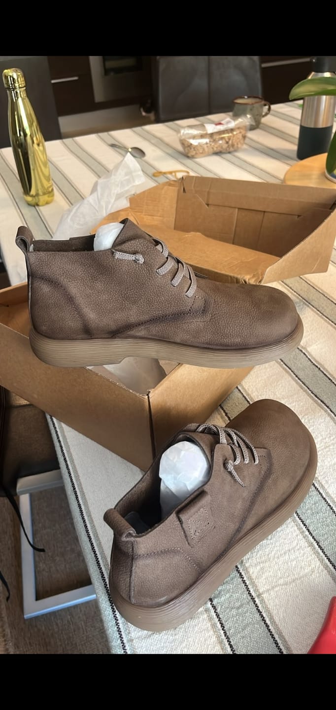 Customer photo review of Women Vintage Genuine Leather Strap Low Heel Boots