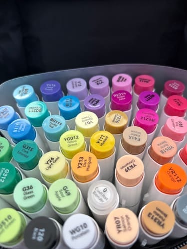 Customer photo review of Ohuhu Honolulu 48 Colors Dual Tips Alcohol Art Markers (New Color Codes)