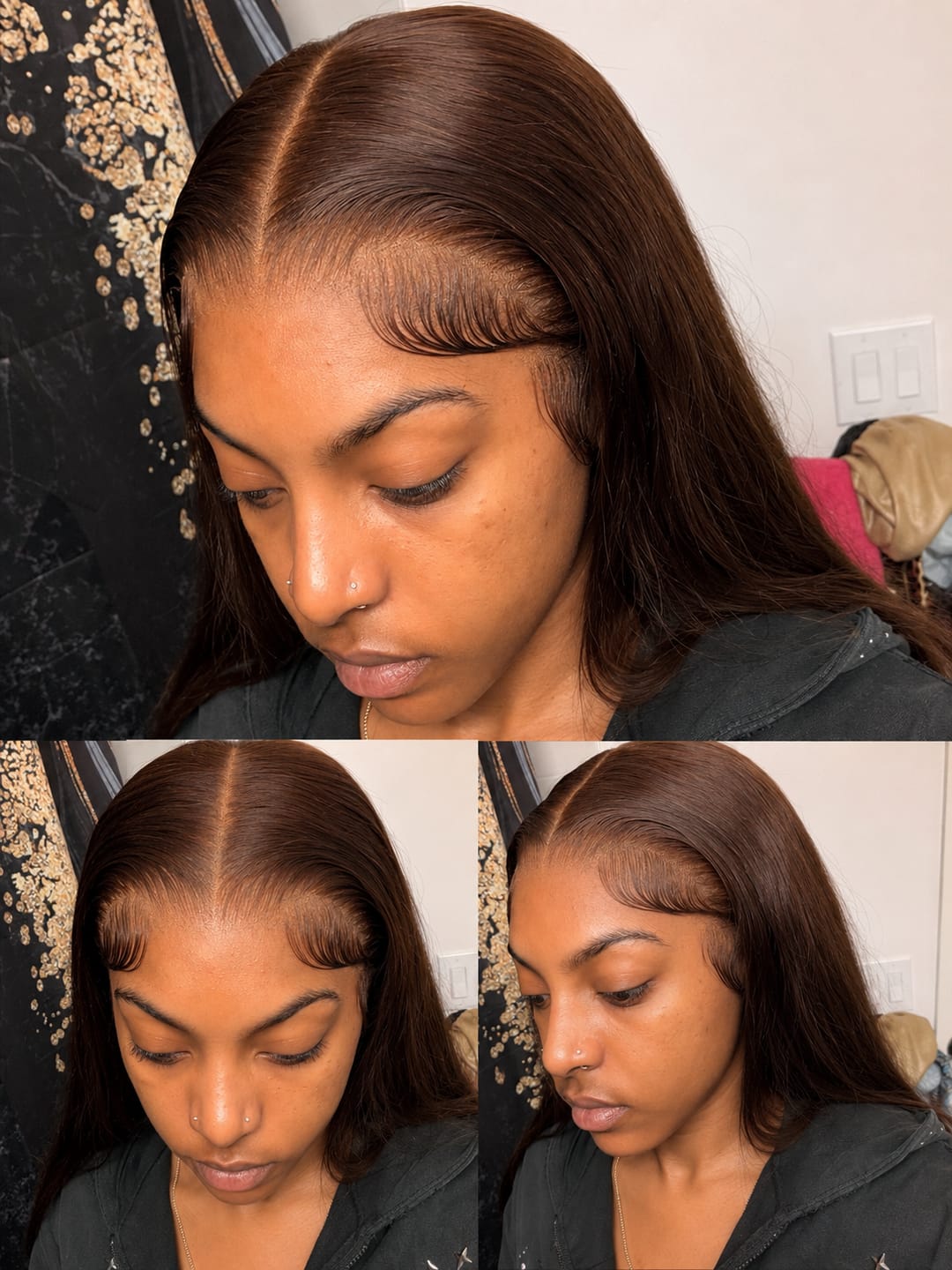Customer photo review of Chocolate Brown Straight Frontal Wig