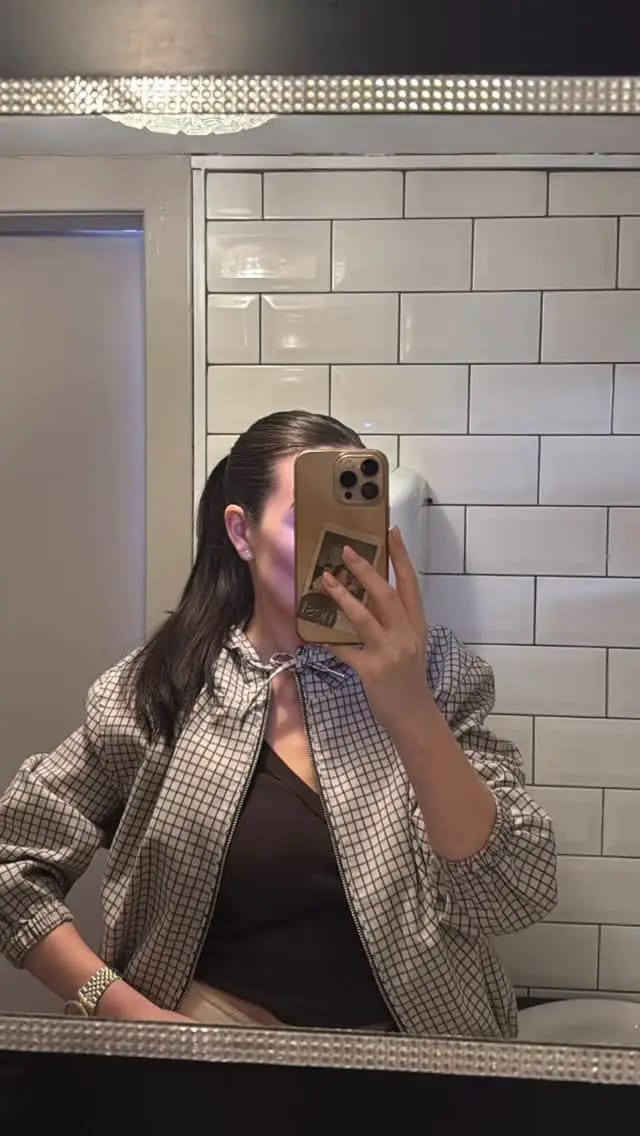 Customer photo review of Daniela Plaid Hooded Cropped Jacket