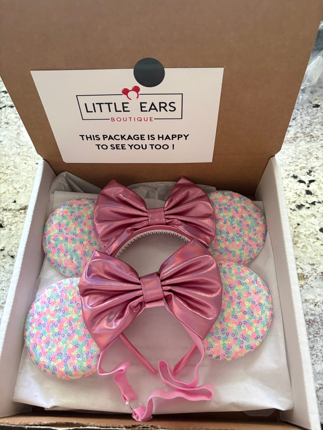 Customer photo review of Pink Confetti Mommy & Me Ears