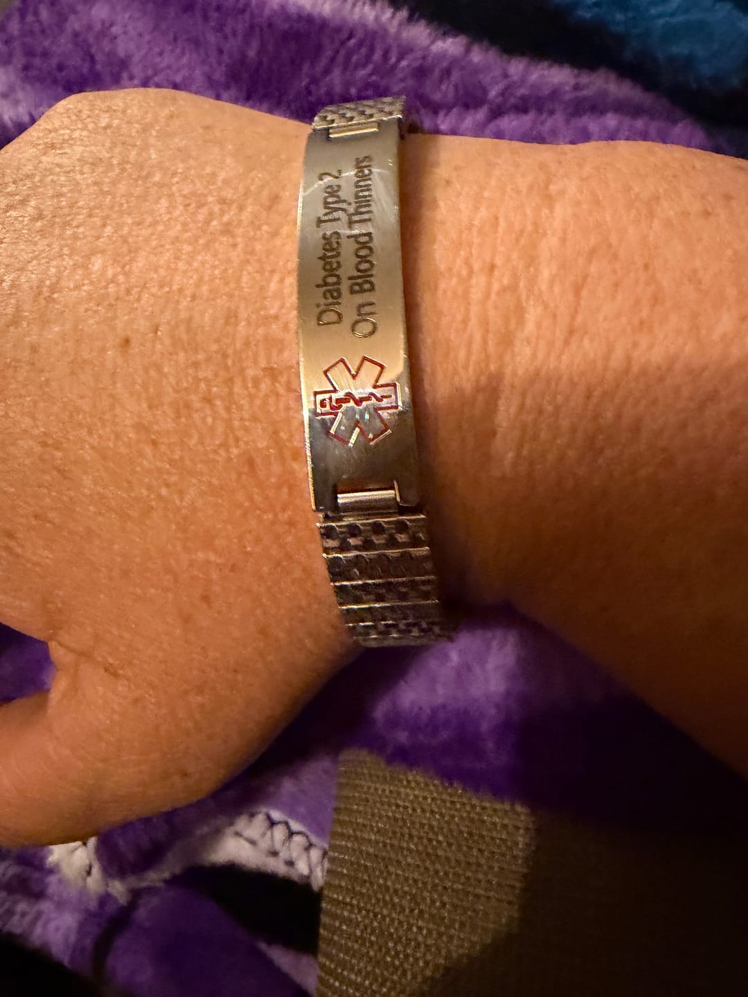 Customer photo review of Stainless Steel Medical Alert ID Stretchable Bracelet