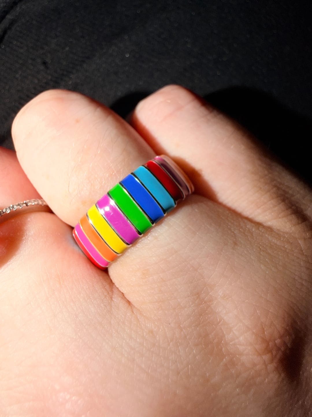 Customer photo review of Multicolour Thick Ring | Enamel Sterling Silver