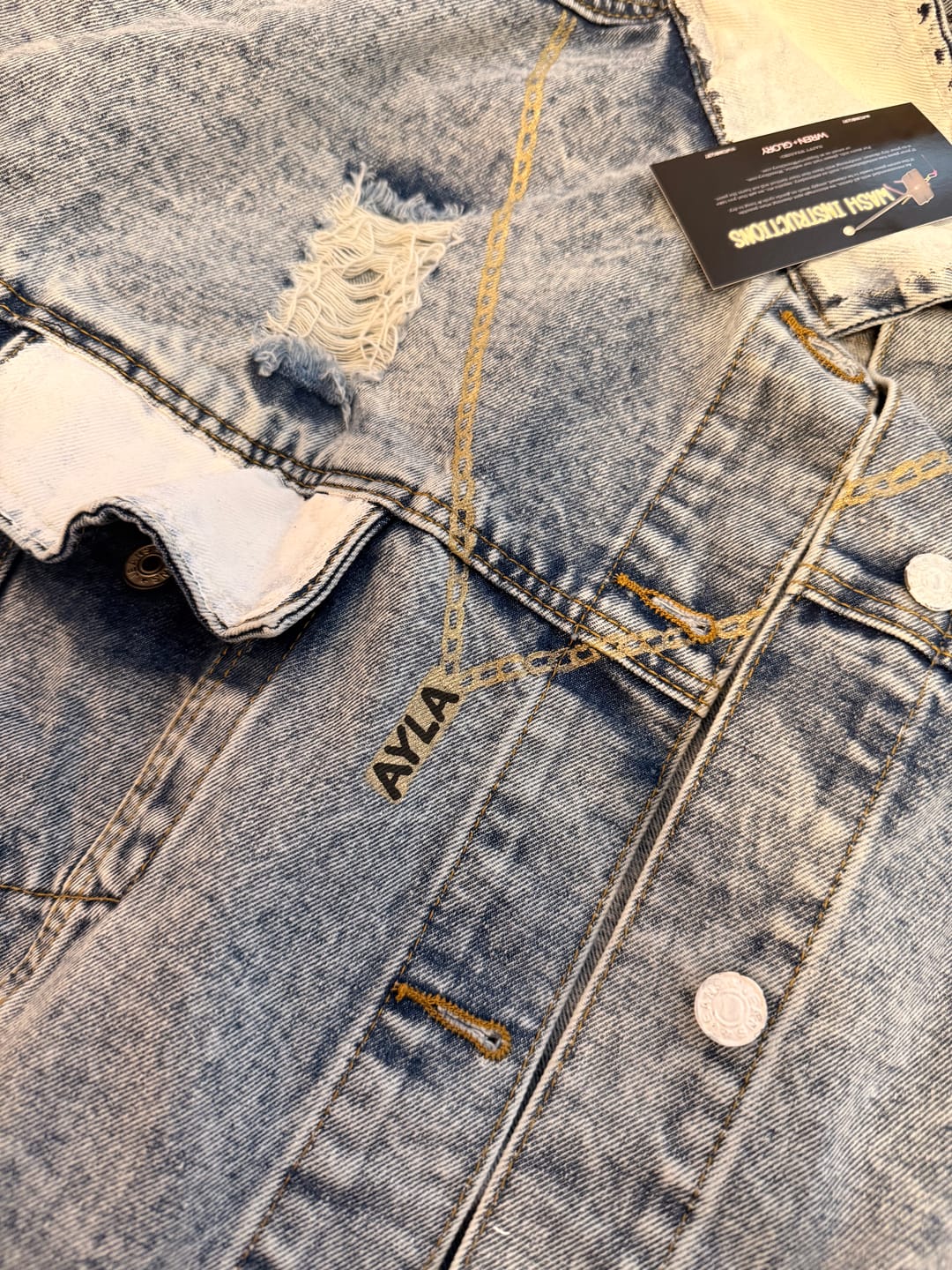 Customer photo review of 'Queen Mom' Painted Denim Jacket