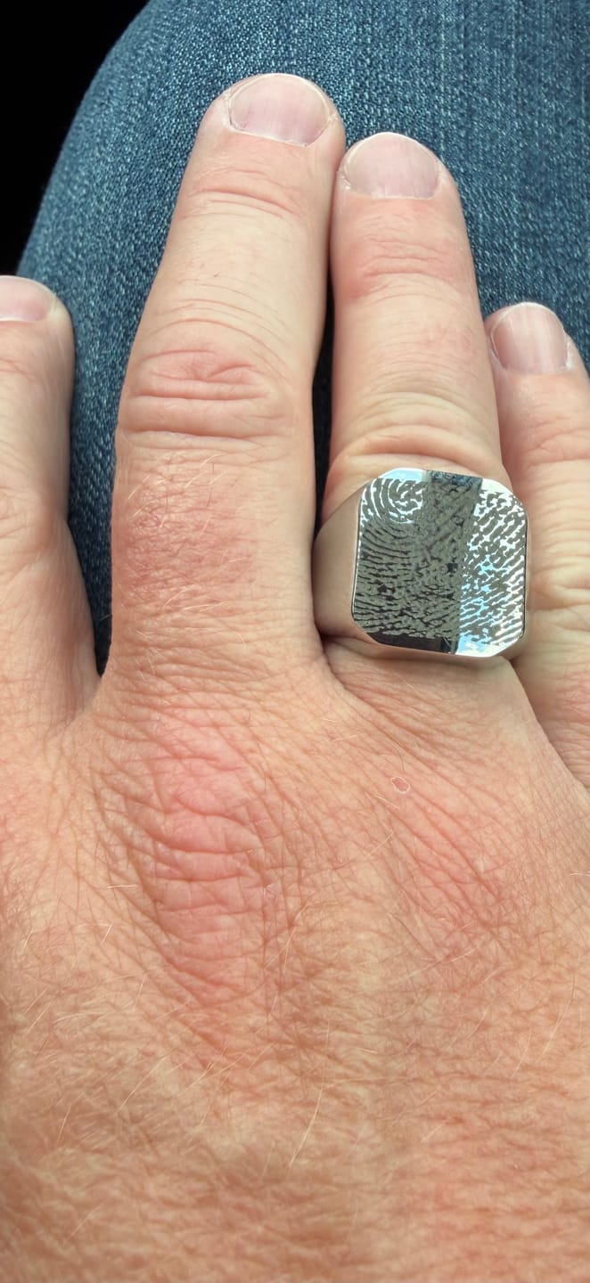 Customer photo review of Signet Ring - Custom Signet Ring - Fingerprint Ring
