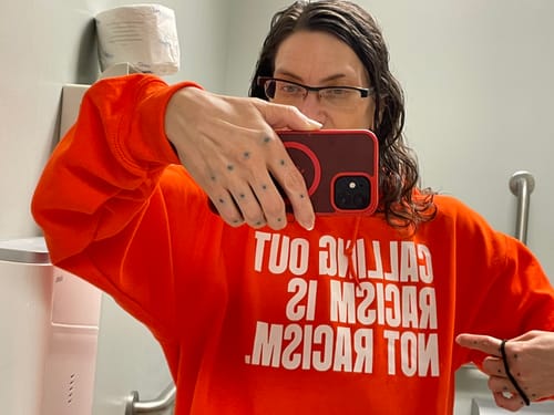 Customer photo review of *HOODIE* Calling Out Racism Is Not Racism Unisex Hoodie