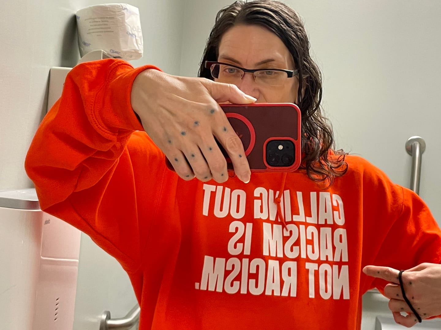 Customer photo review of *HOODIE* Calling Out Racism Is Not Racism Unisex Hoodie
