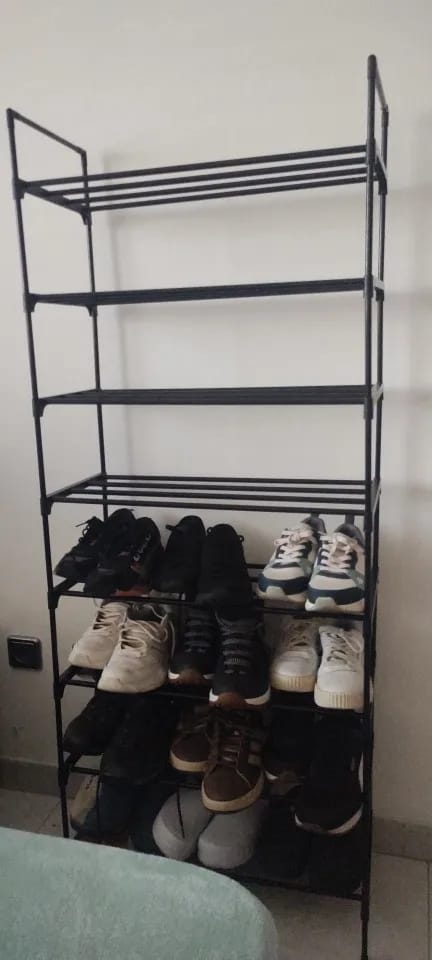 Customer photo review of Adjustable Multi-Tier Metal Shoe Rack for Entryway Storage