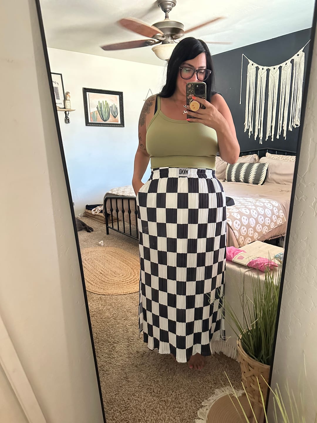 Customer photo review of Check Yourself Plisse Skirt