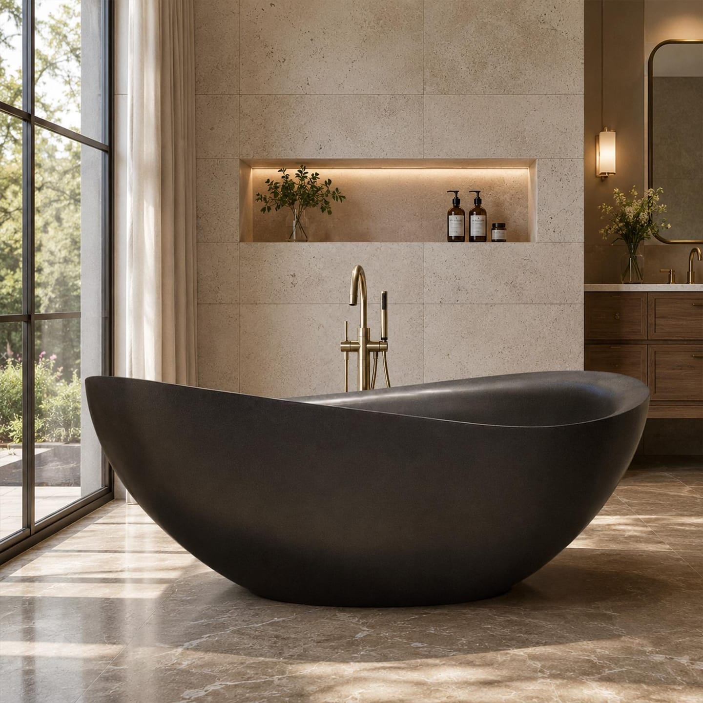 Customer photo review of Elite Classic Marble Black Modern Bath Tubs Freestanding Tub ET-M-T11