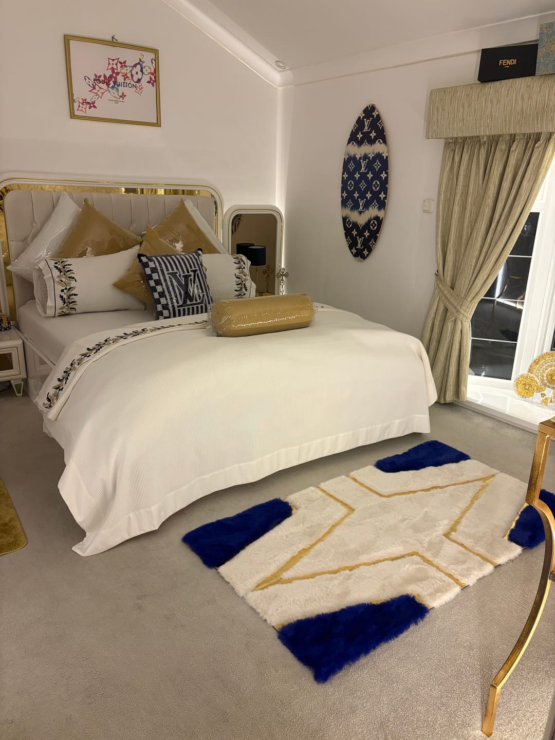 Customer photo review of White & Gold Geometric Plush Area Rug