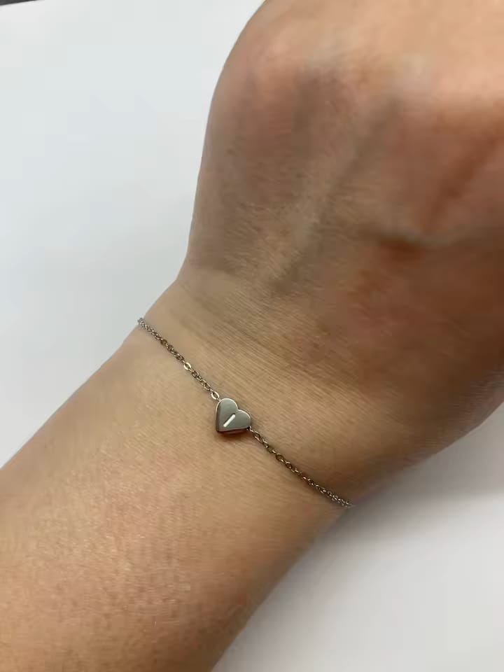 Customer photo review of Matching Initial Heart Bracelet