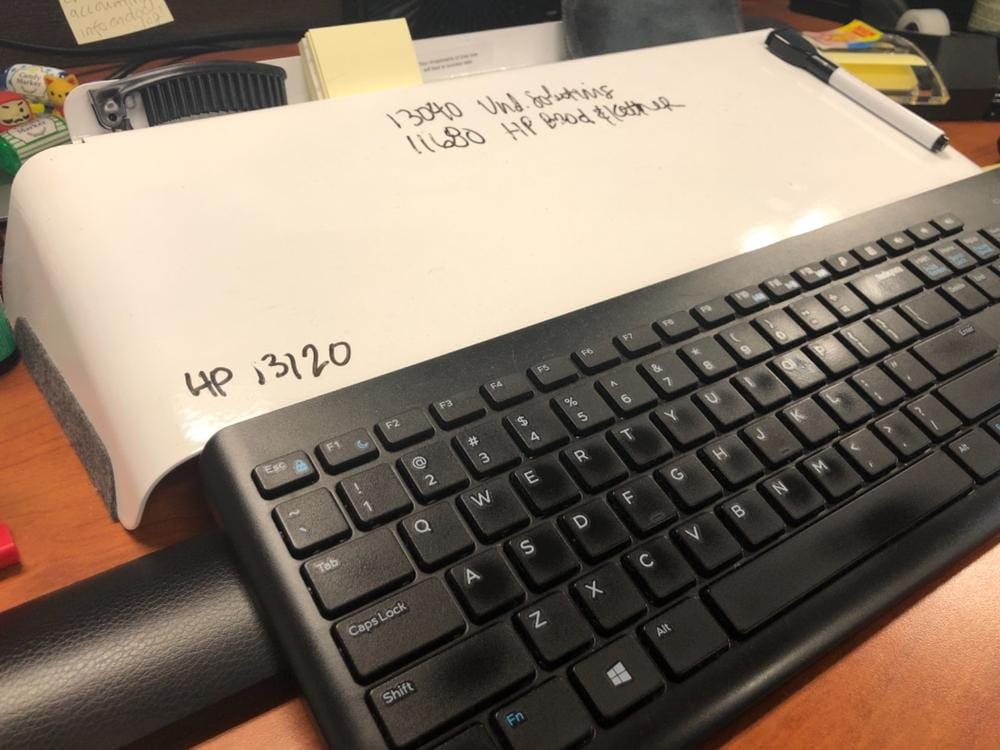 Customer photo review of Slope™ Desk Whiteboard