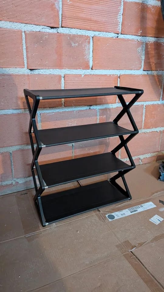 Customer photo review of Four-Tier X-Frame Shoe Rack with Dustproof Shelf Covers
