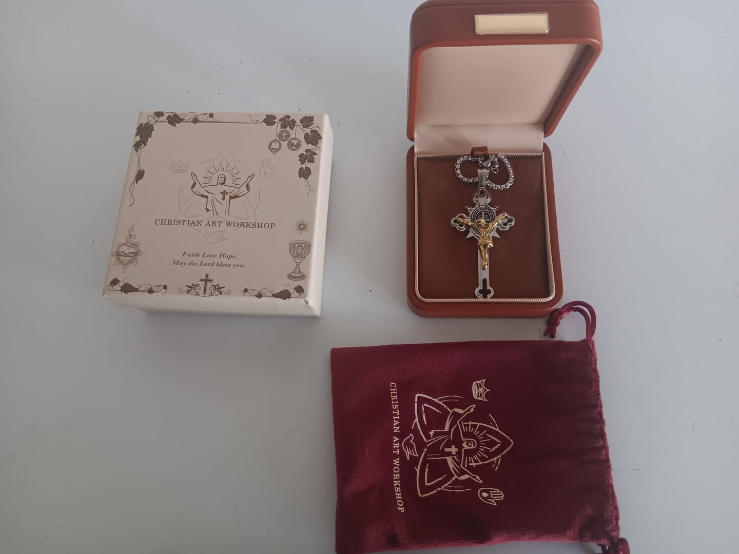 Customer photo review of FREE Today: St. Benedict Symbol Crucifix Exorcism Necklace
