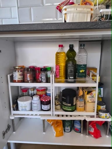 Customer photo review of 2-Tier Desktop Shelf Iron & PP Organizer for Makeup Countertop 30x17x30cm