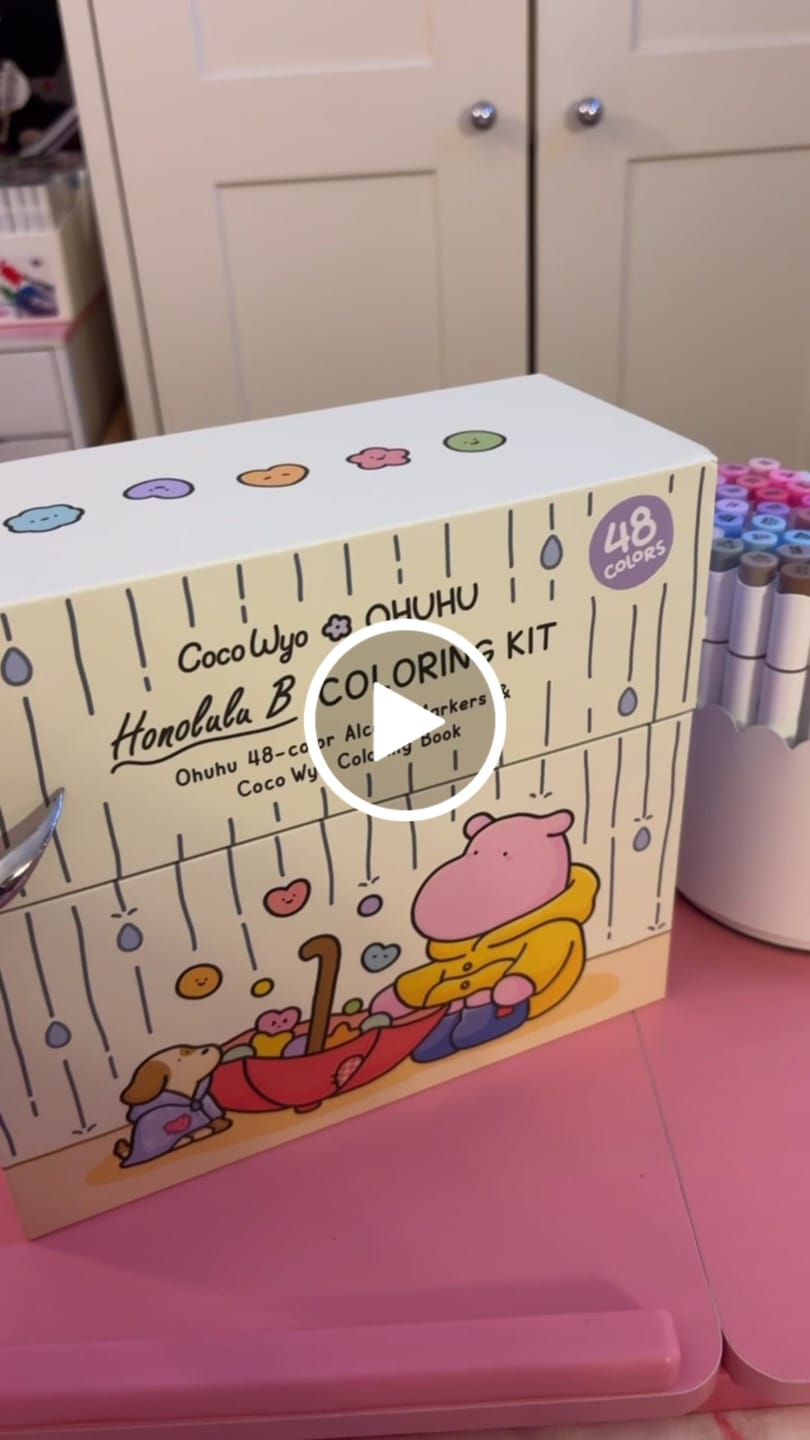 Customer video review of Ohuhu x Coco Wyo Cozy Mood Coloring Kit, Honolulu B 48 Colors Alcohol Markers with Brush & Fine Dual Tips, Coloring Book with Mood Tracker Pages