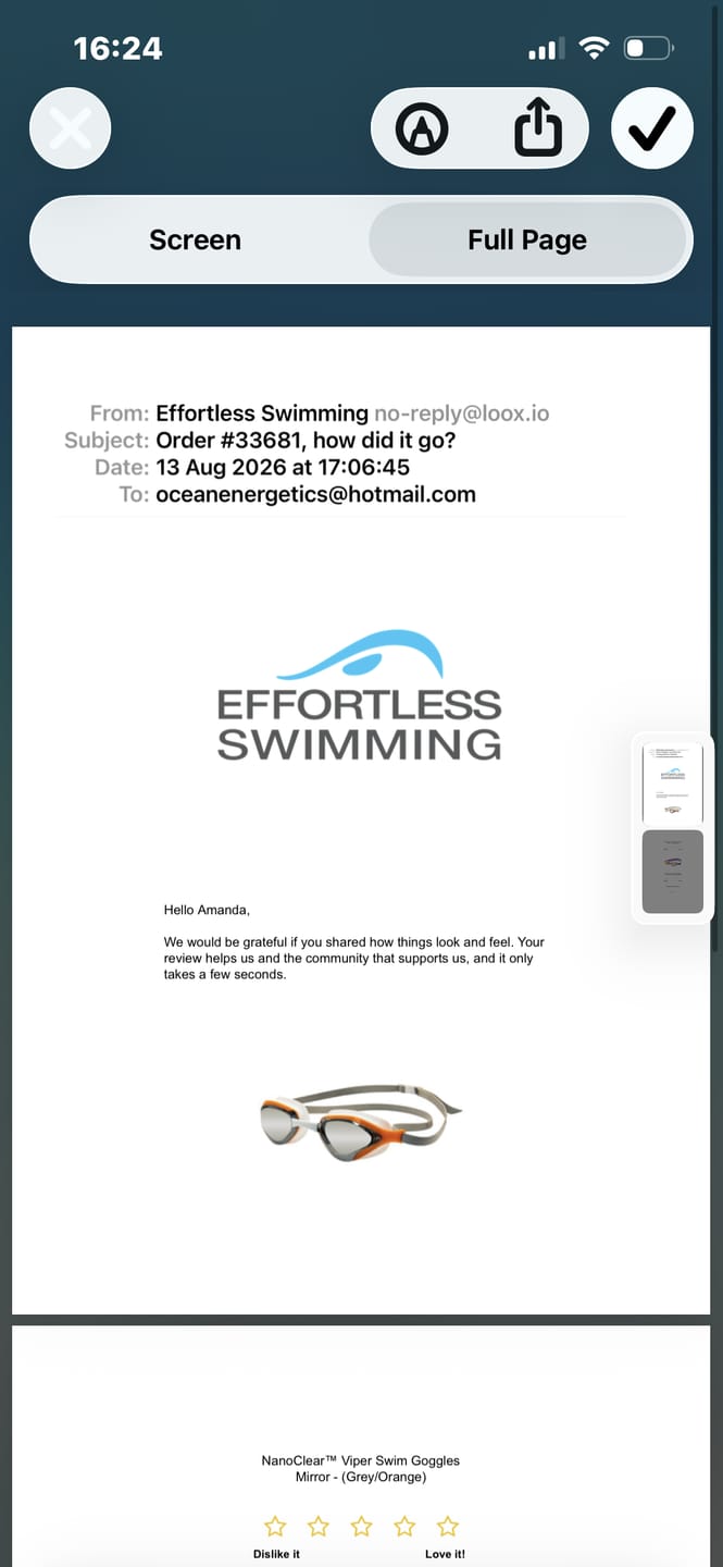 Customer photo review of NanoClear™ Viper Swim Goggles Mirror - (Grey/Orange)