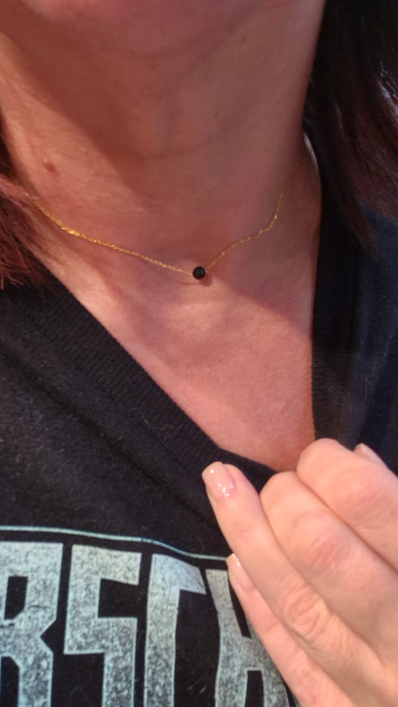 Customer photo review of Turmalin Halskette - Geschliffen S925 Silber Gold legiert