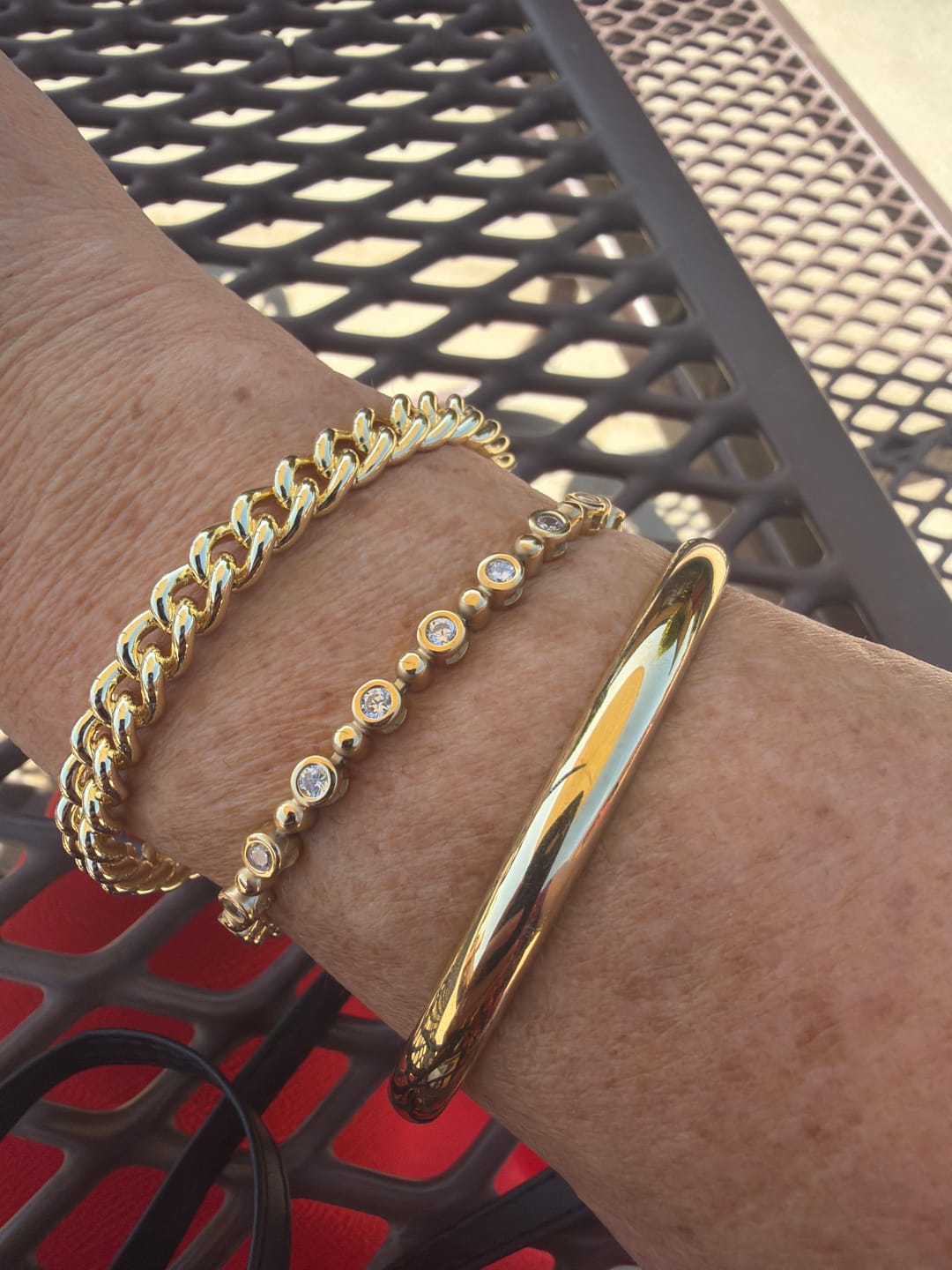 Customer photo review of Classic Chunky Gold Bangle