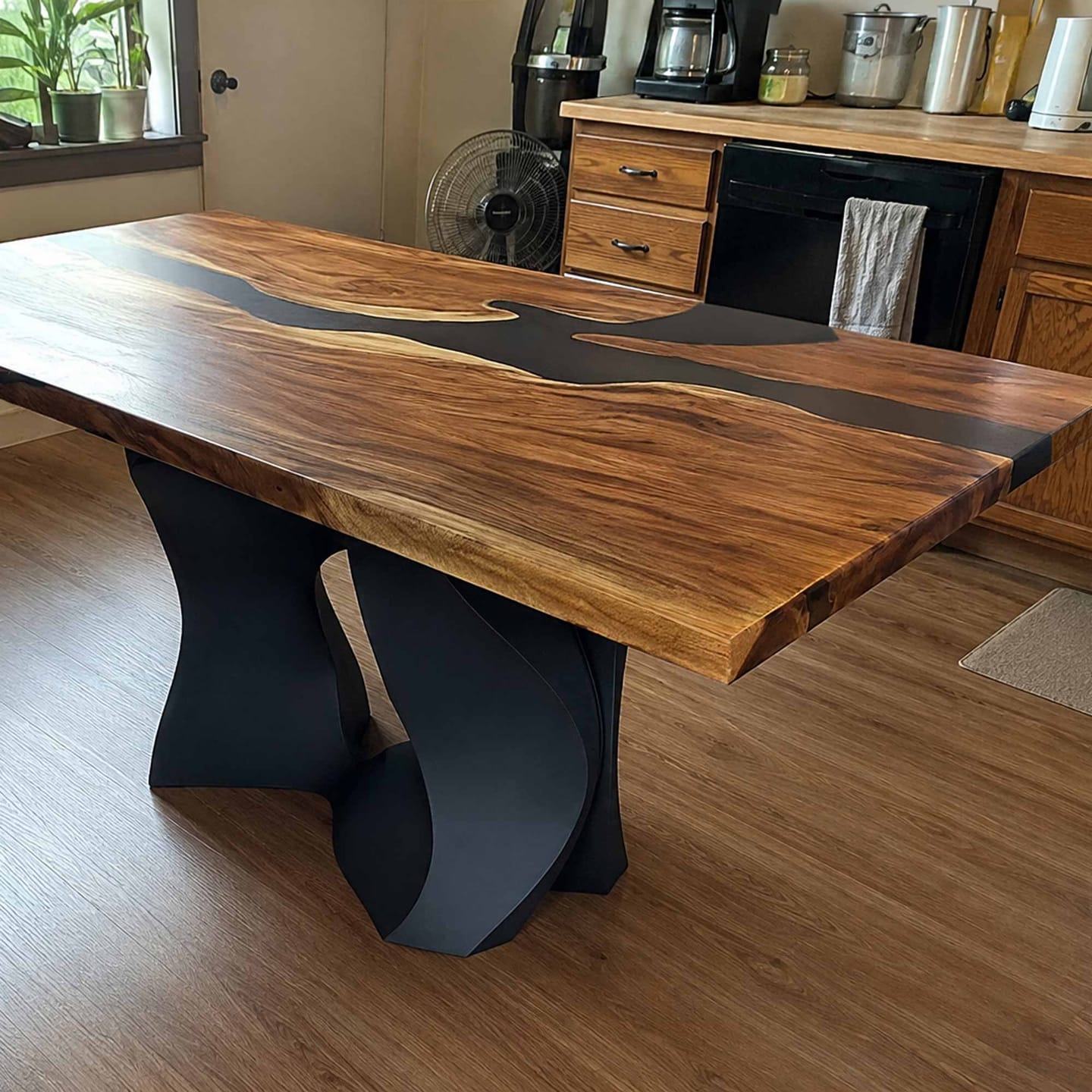 Customer photo review of Dining Table with Metal Table Base for Rectangular Top - 503 Rocky