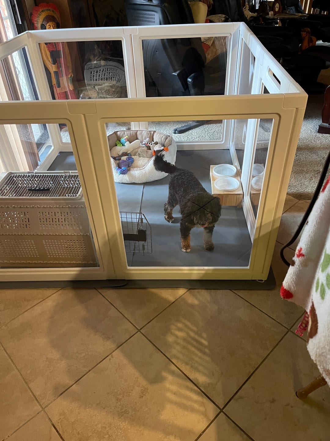 Customer photo review of FXW Ultra Waterproof Pet Floor Protector Mat and Under Dog Crate Mat