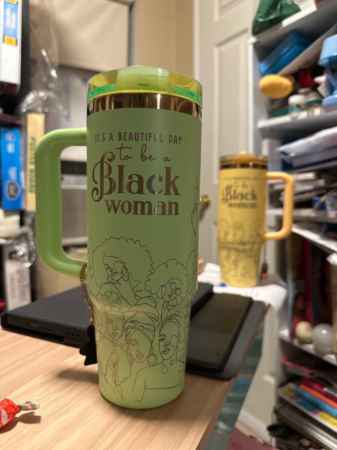 Customer photo review of "Lime Queen" HydraLock™ Leakproof Tumbler – 30oz – It's a Beautiful Day to Be a Black Woman