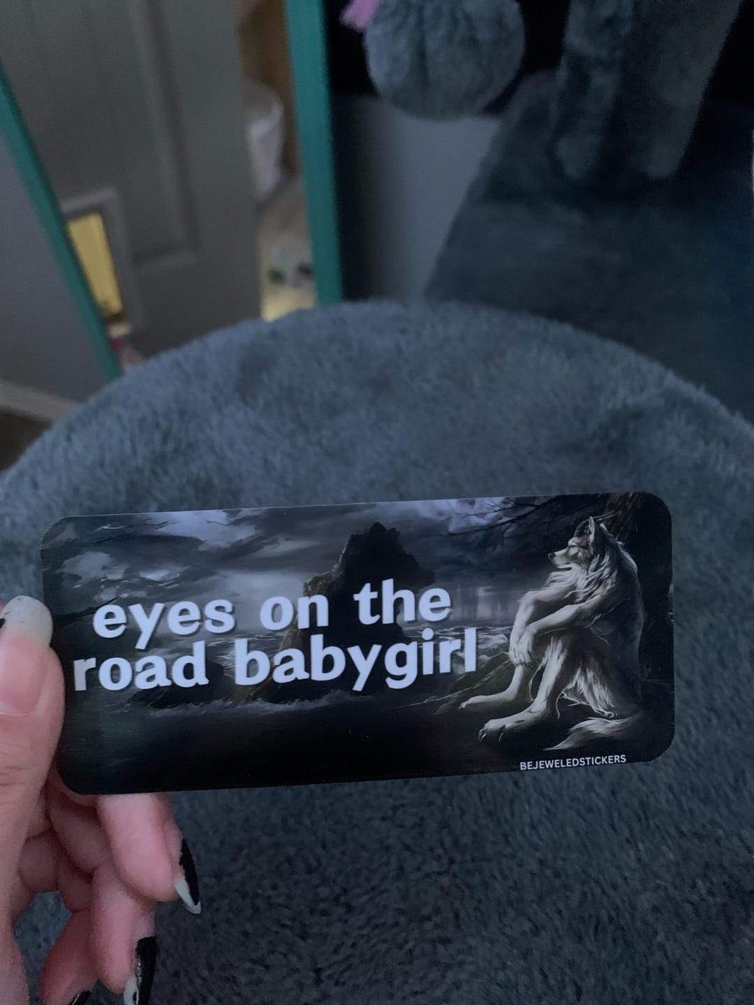 Customer photo review of eyes on the road baby girl / slow down sugar im diabetic /  customizable text