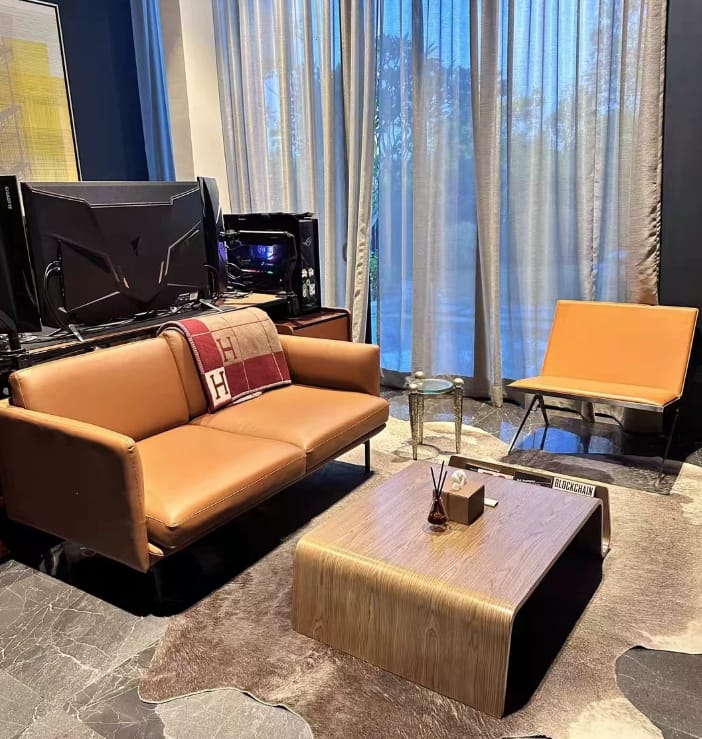 Customer photo review of Modern Unique Curved Wood Integrated Coffee Table