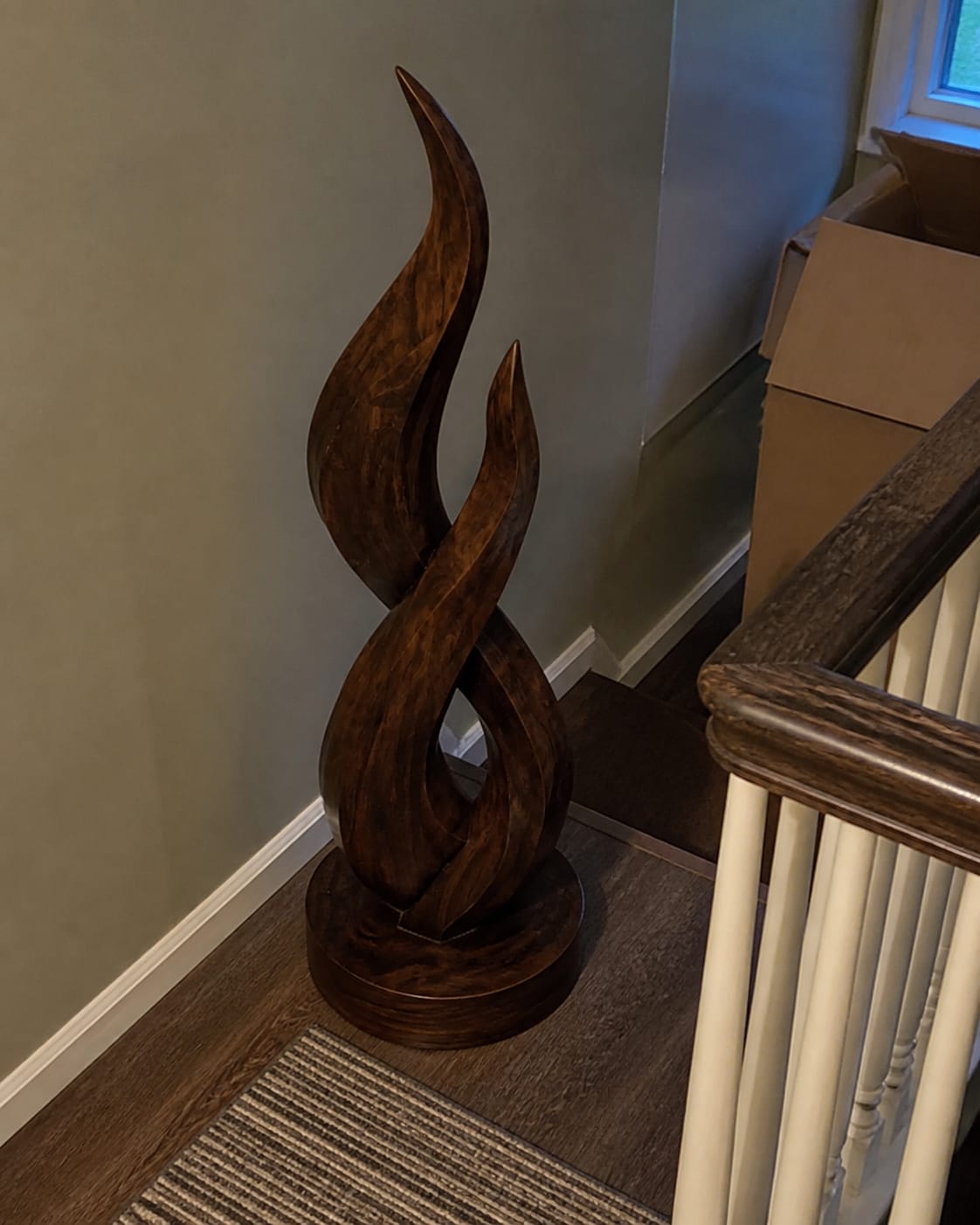 Customer photo review of Large Wood Sculpture | Cairn of Calm